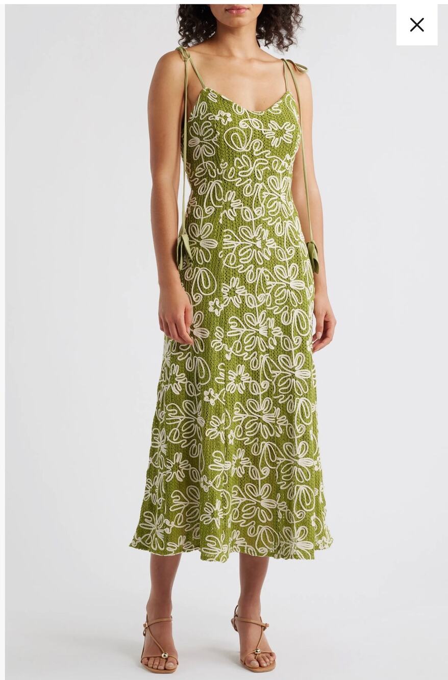 Anthropologie Adelyn Rae Trina Corded Midi Dress Green Size M